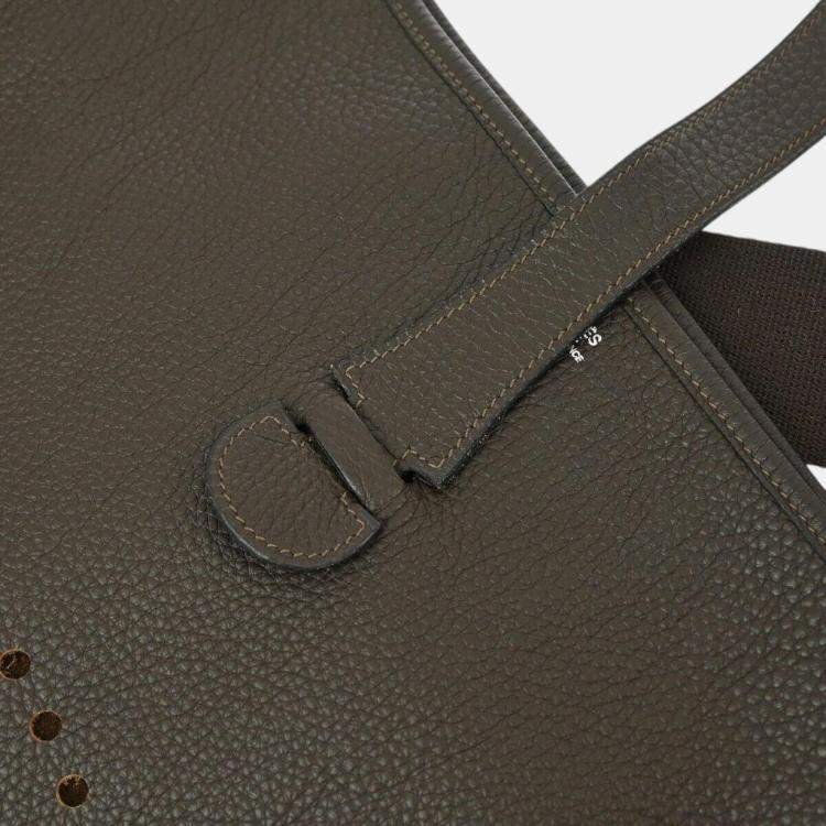 Pre Owned Hermes Chocolat Taurillon Clemence Evelyne 2 Tgm Shoulder Bag