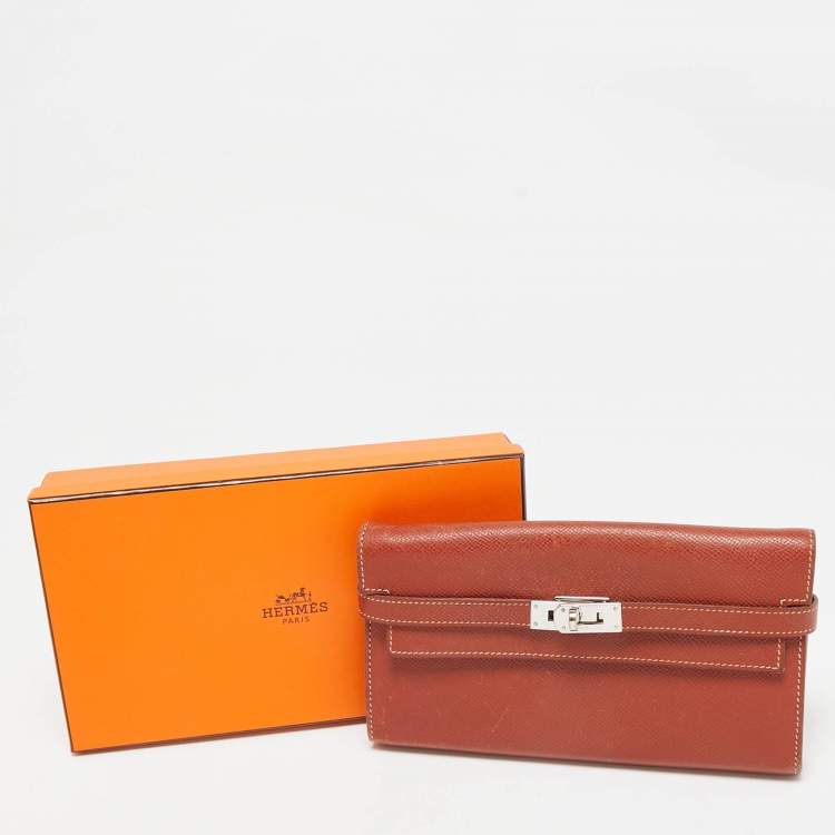 Pre Owned Hermes Brique Epsom Leather Kelly Longue Wallet