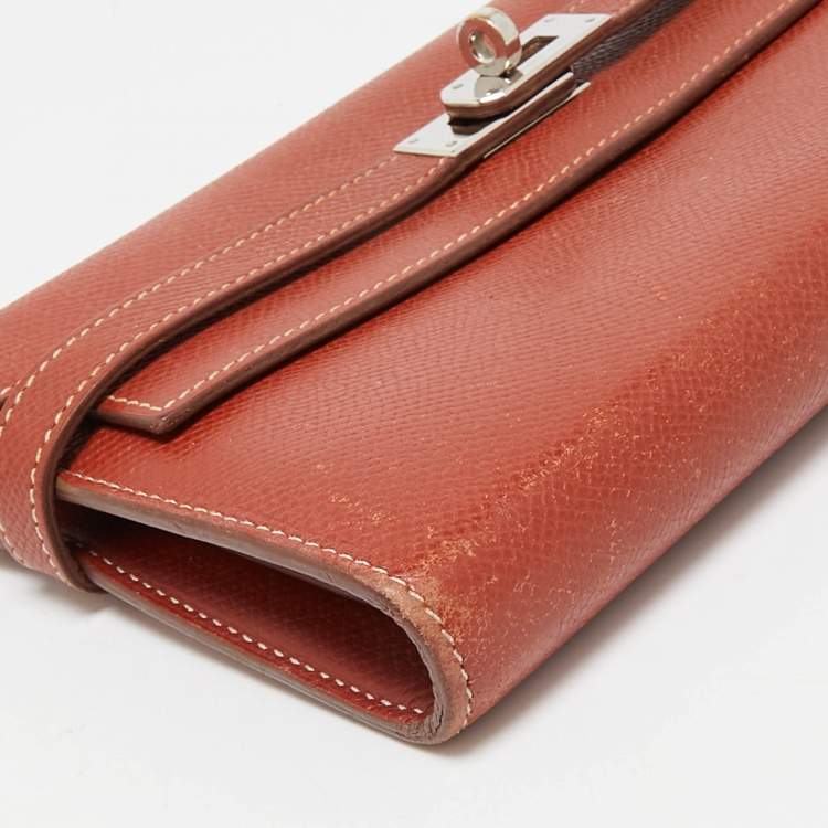 Pre Owned Hermes Brique Epsom Leather Kelly Longue Wallet