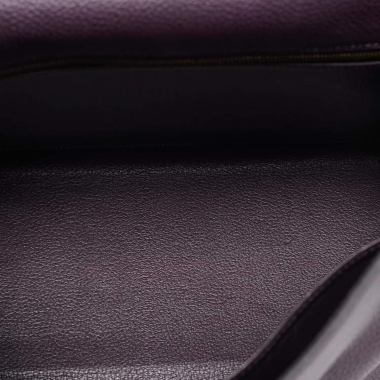 Pre Owned Hermes Raisin Togo Leather Gold Finish Kelly Retourne 32 Bag