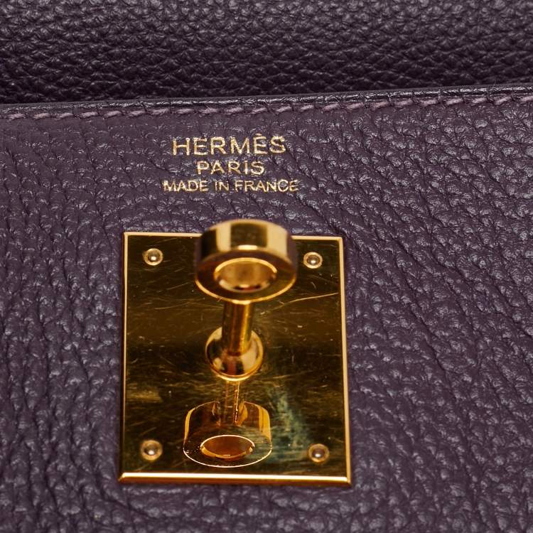 Pre Owned Hermes Raisin Togo Leather Gold Finish Kelly Retourne 32 Bag