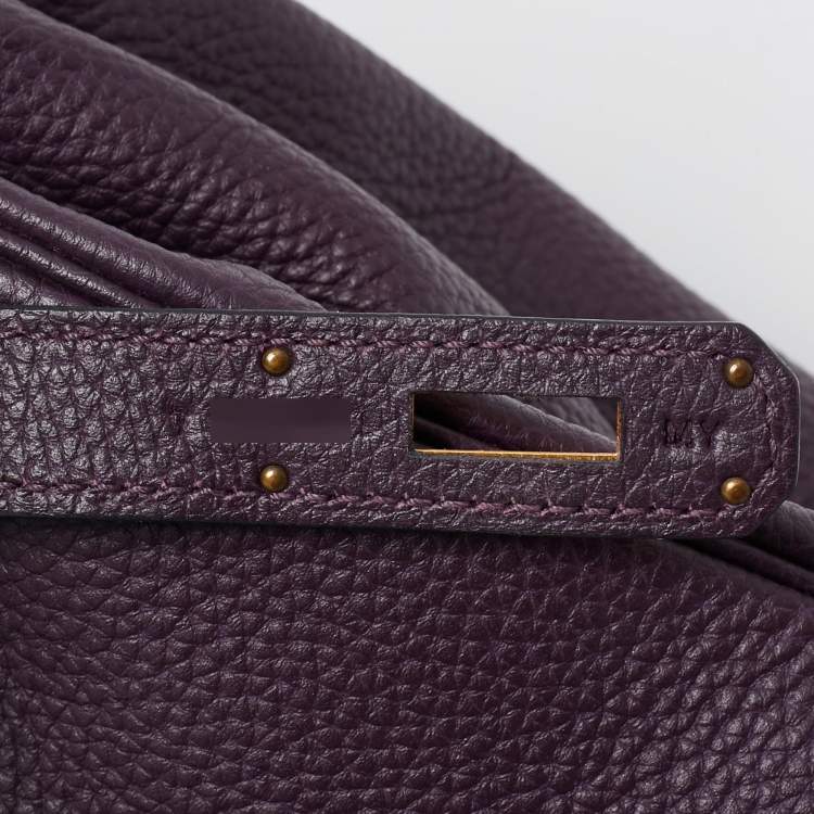 Pre Owned Hermes Raisin Togo Leather Gold Finish Kelly Retourne 32 Bag