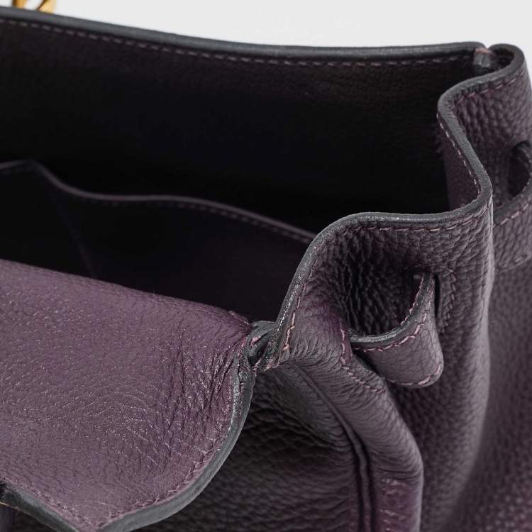 Pre Owned Hermes Raisin Togo Leather Gold Finish Kelly Retourne 32 Bag