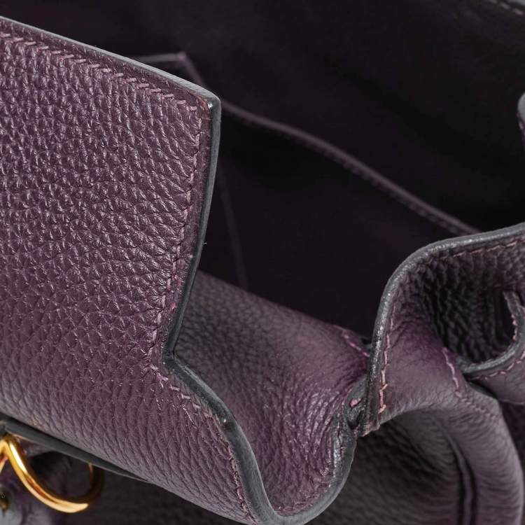 Pre Owned Hermes Raisin Togo Leather Gold Finish Kelly Retourne 32 Bag