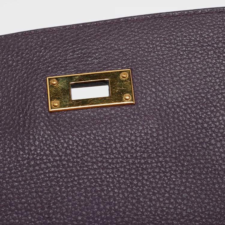 Pre Owned Hermes Raisin Togo Leather Gold Finish Kelly Retourne 32 Bag