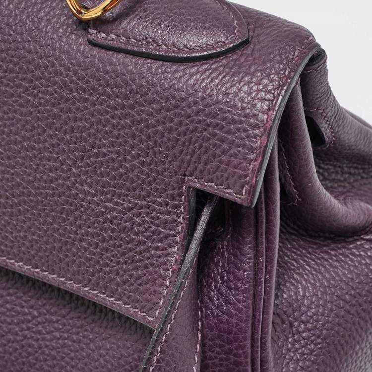 Pre Owned Hermes Raisin Togo Leather Gold Finish Kelly Retourne 32 Bag
