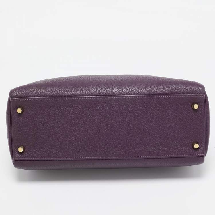 Pre Owned Hermes Raisin Togo Leather Gold Finish Kelly Retourne 32 Bag