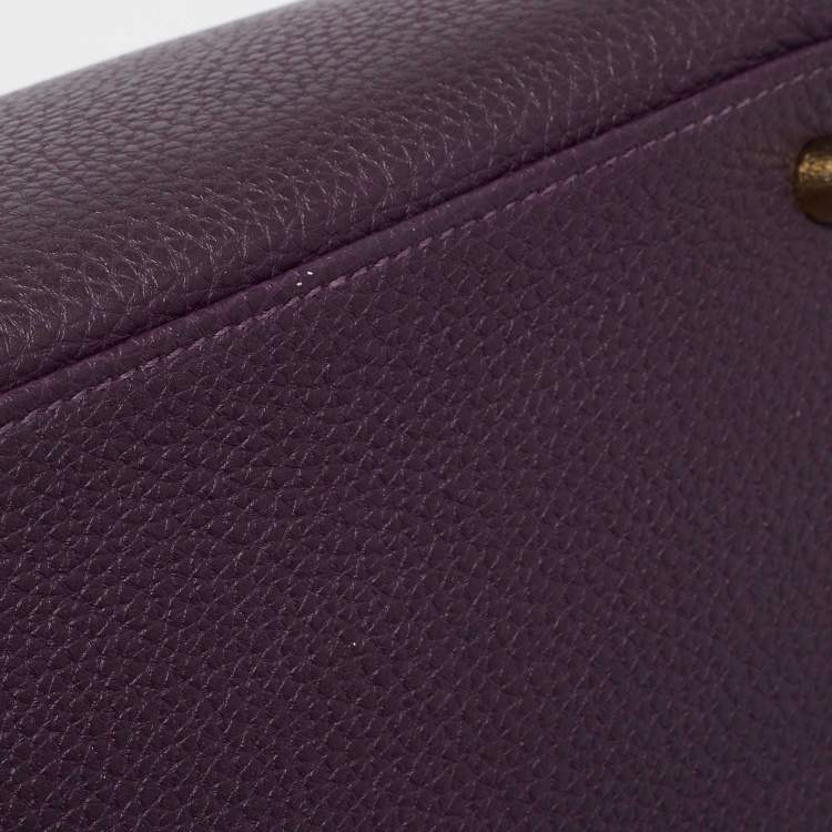 Pre Owned Hermes Raisin Togo Leather Gold Finish Kelly Retourne 32 Bag