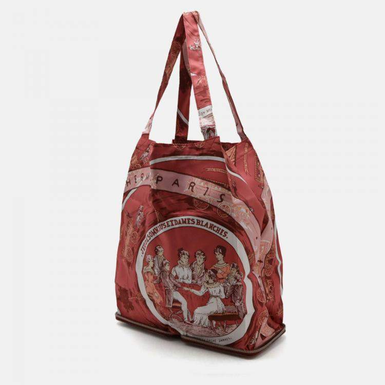 Pre Owned Hermes Red Leather Silky Pop Eco Tote Bag  