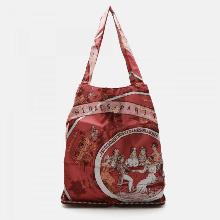 Pre Owned Hermes Red Leather Silky Pop Eco Tote Bag  