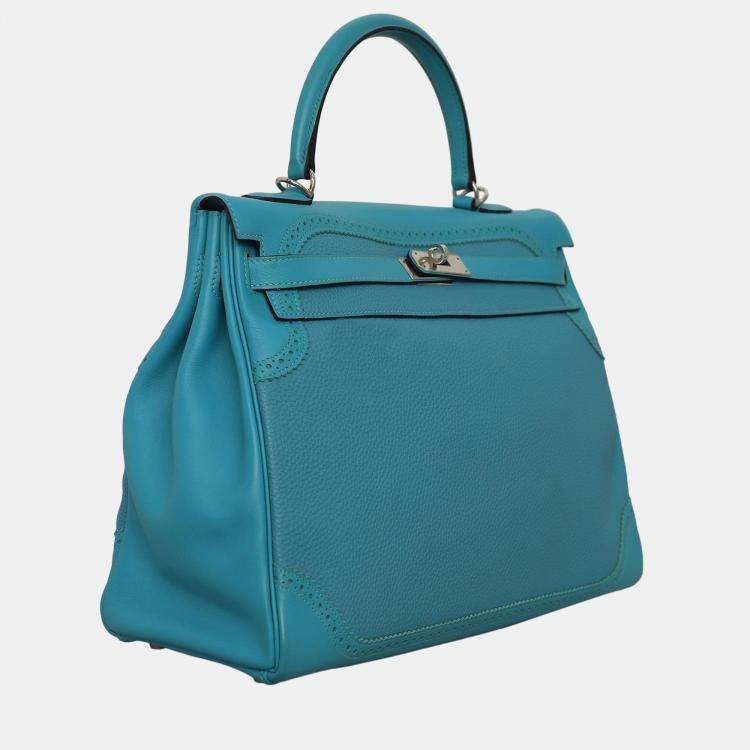 Pre Owned Hermes Leather Kelly Ghillies 35 Bag