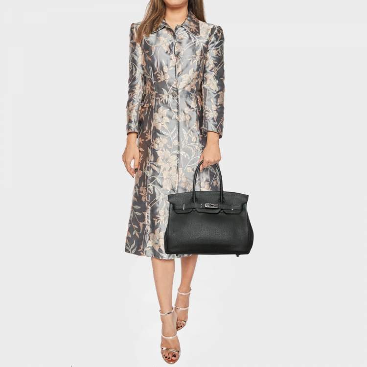 Pre Owned Hermes Noir Togo Leather Palladium Finish Birkin 30 Bag