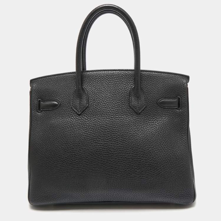 Pre Owned Hermes Noir Togo Leather Palladium Finish Birkin 30 Bag