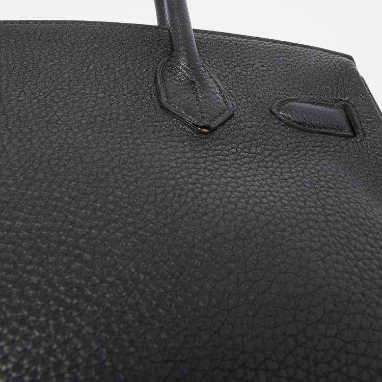 Pre Owned Hermes Noir Togo Leather Palladium Finish Birkin 30 Bag