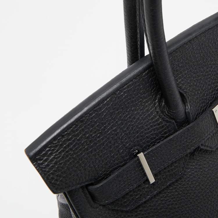 Pre Owned Hermes Noir Togo Leather Palladium Finish Birkin 30 Bag