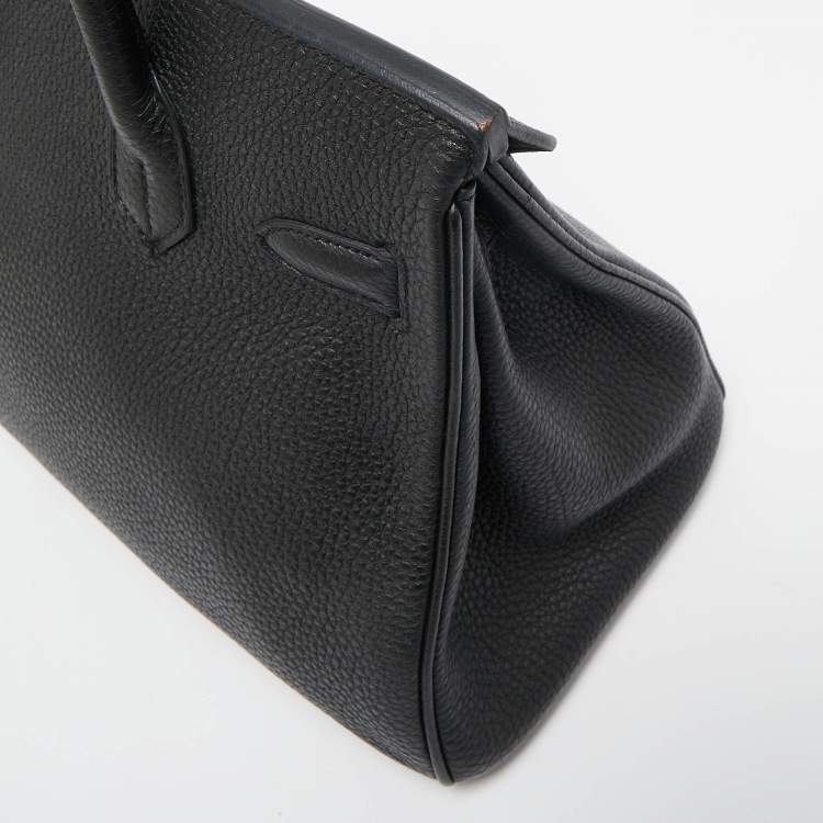 Pre Owned Hermes Noir Togo Leather Palladium Finish Birkin 30 Bag