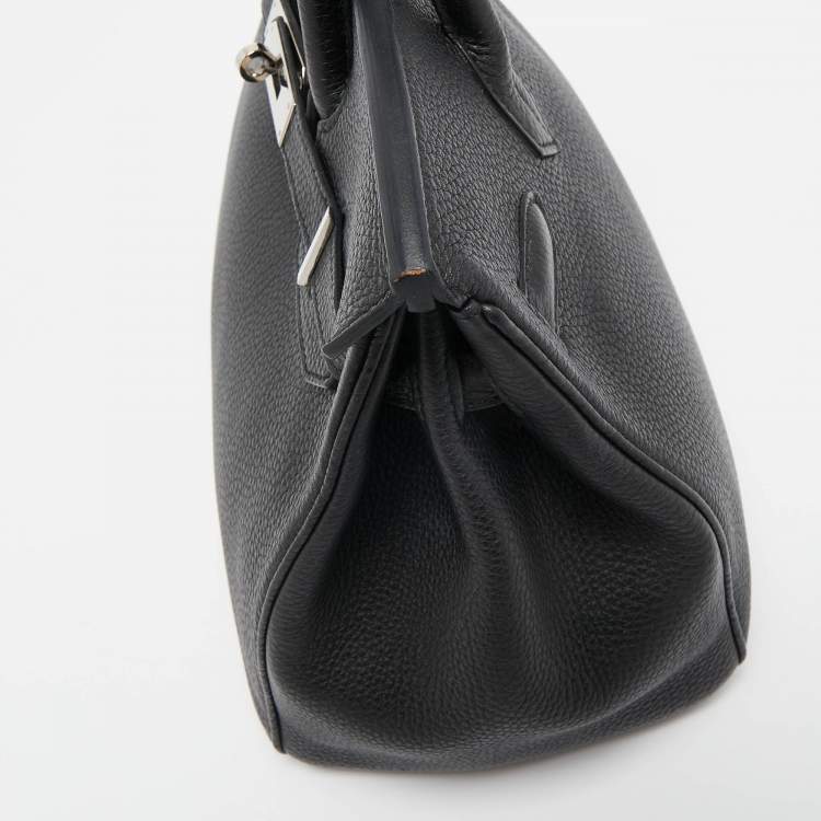 Pre Owned Hermes Noir Togo Leather Palladium Finish Birkin 30 Bag