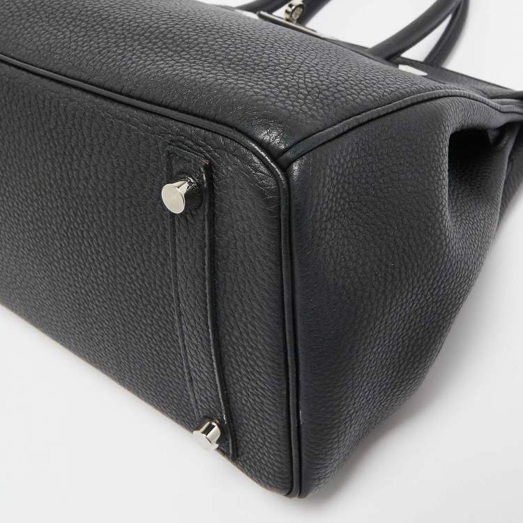 Pre Owned Hermes Noir Togo Leather Palladium Finish Birkin 30 Bag