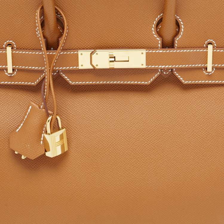 Pre Owned Hermès Gold Epsom Leather Gold Finish Birkin 30 Bag