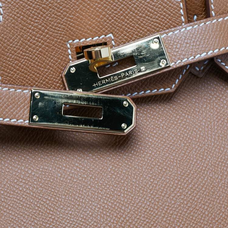 Pre Owned Hermès Gold Epsom Leather Gold Finish Birkin 30 Bag