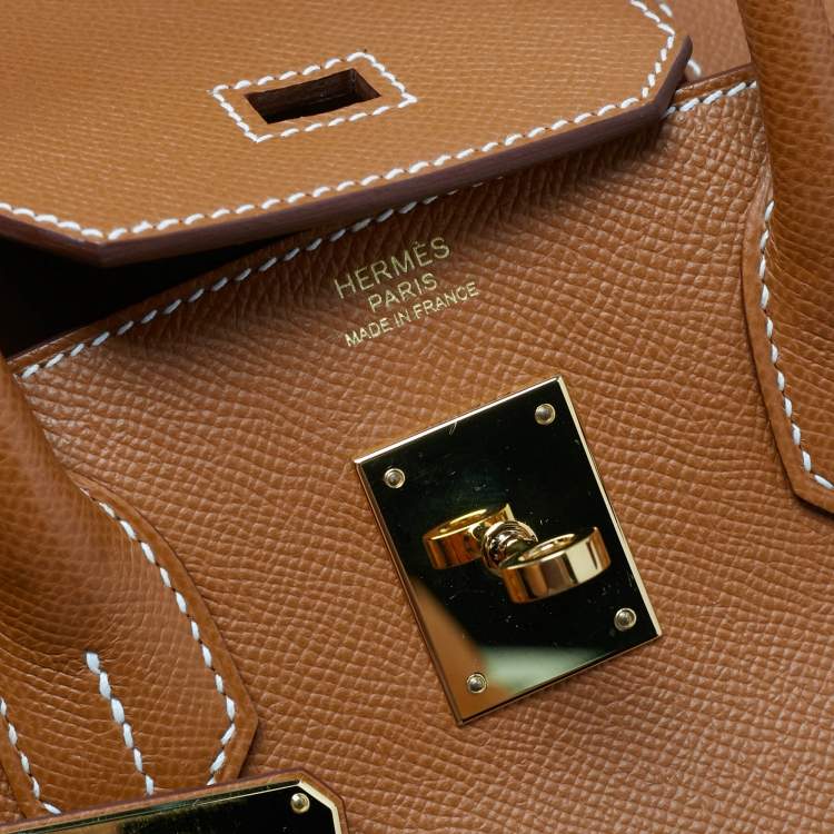 Pre Owned Hermès Gold Epsom Leather Gold Finish Birkin 30 Bag
