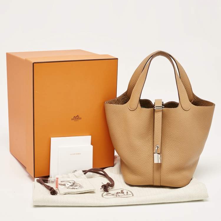 Pre Owned Hermes Biscuit Taurillon Clemence Leather Picotin Lock 18 Bag