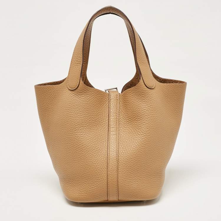 Pre Owned Hermes Biscuit Taurillon Clemence Leather Picotin Lock 18 Bag