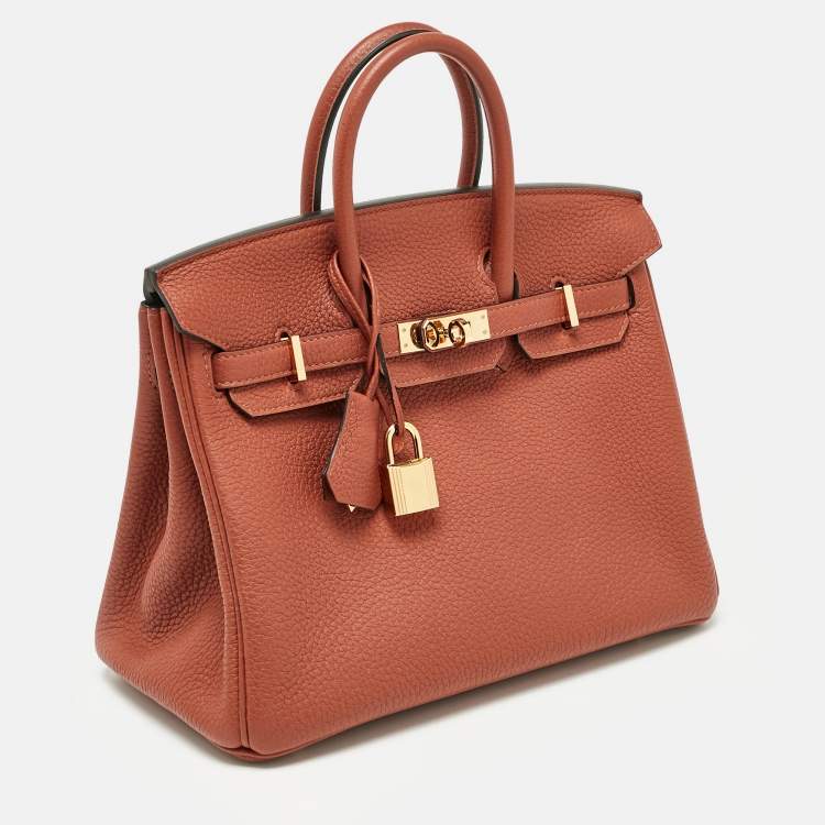 Pre Owned Hermès Cuivre Togo Leather Gold Finish Birkin 25 Bag