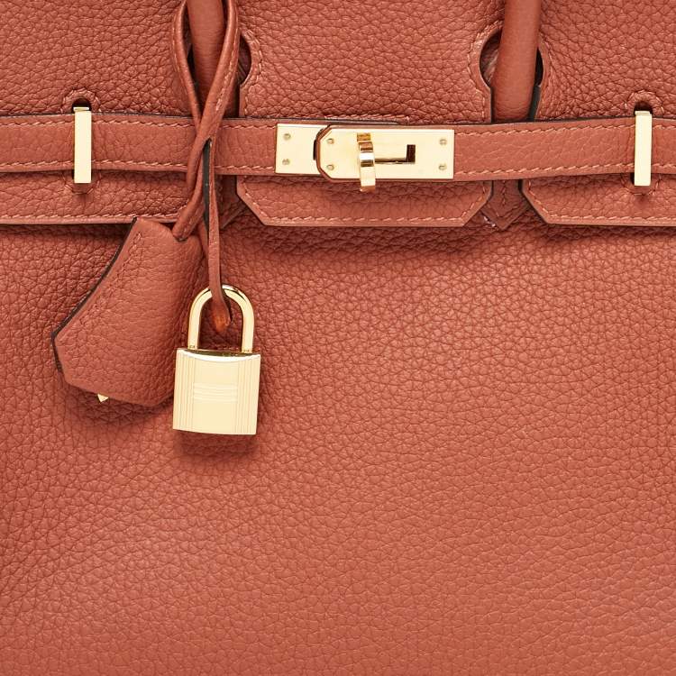 Pre Owned Hermès Cuivre Togo Leather Gold Finish Birkin 25 Bag