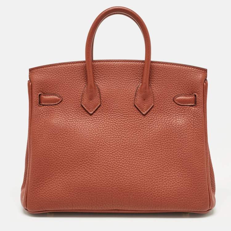 Pre Owned Hermès Cuivre Togo Leather Gold Finish Birkin 25 Bag