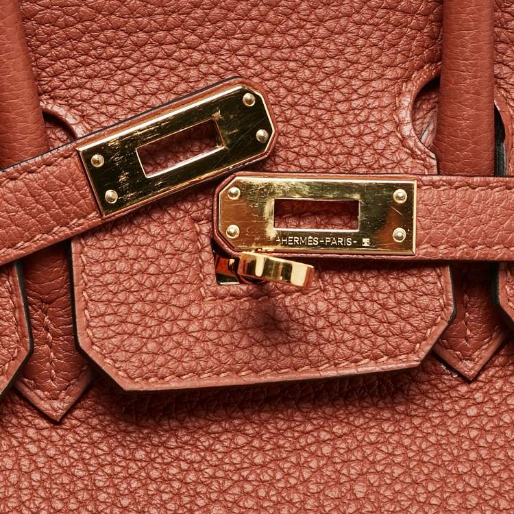 Pre Owned Hermès Cuivre Togo Leather Gold Finish Birkin 25 Bag