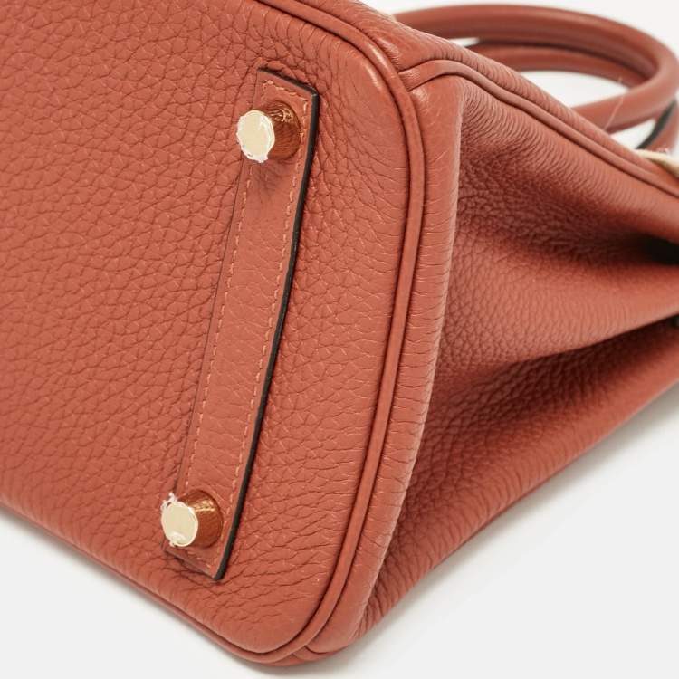 Pre Owned Hermès Cuivre Togo Leather Gold Finish Birkin 25 Bag