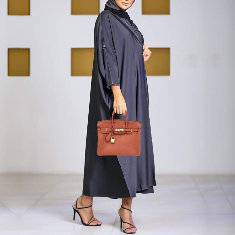 Pre Owned Hermès Cuivre Togo Leather Gold Finish Birkin 25 Bag