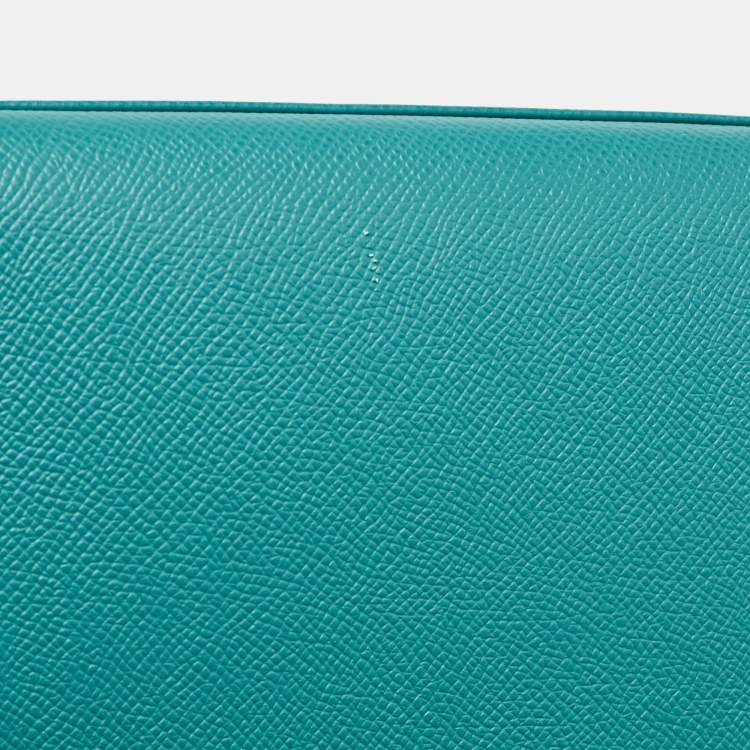 Pre Owned Hermès Vert Jade/Gris Perle Epsom Leather Palladium Finish Kelly Sellier 28 Bag