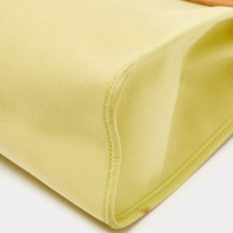 Pre Owned Hermes Lime/Natural Toile and Vache Hunter Herbag Zip 31 Bag
