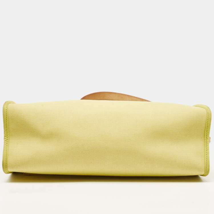 Pre Owned Hermes Lime/Natural Toile and Vache Hunter Herbag Zip 31 Bag