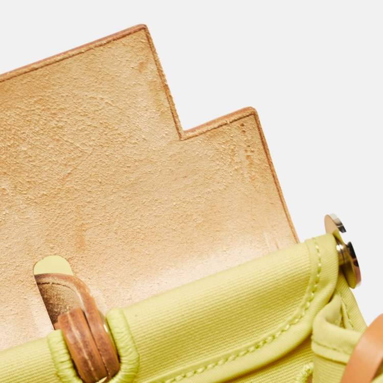 Pre Owned Hermes Lime/Natural Toile and Vache Hunter Herbag Zip 31 Bag