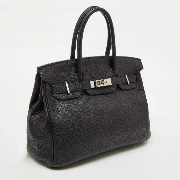 Pre Owned Hermes Noir Togo Leather Palladium Finish Birkin 30 Bag