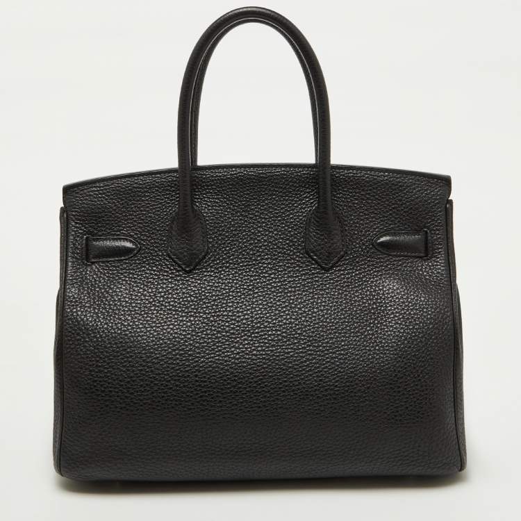 Pre Owned Hermes Noir Togo Leather Palladium Finish Birkin 30 Bag