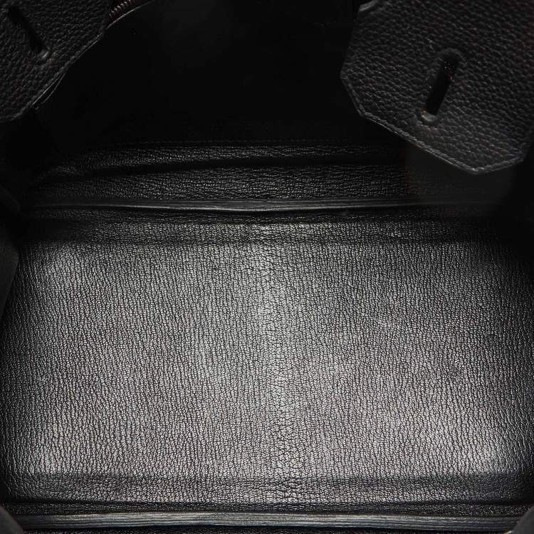 Pre Owned Hermes Noir Togo Leather Palladium Finish Birkin 30 Bag