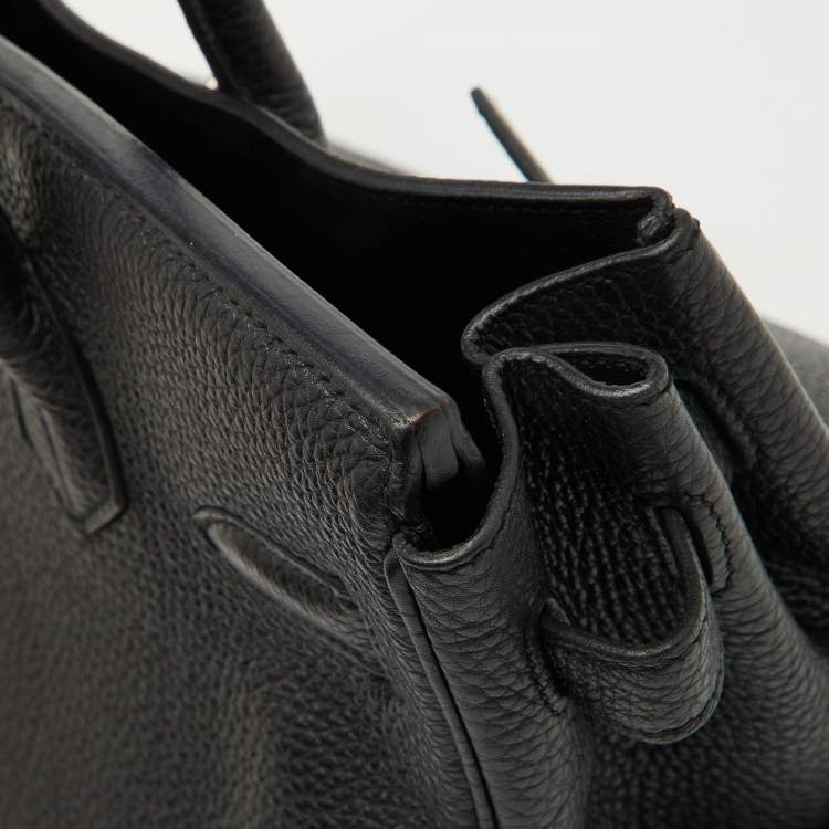 Pre Owned Hermes Noir Togo Leather Palladium Finish Birkin 30 Bag