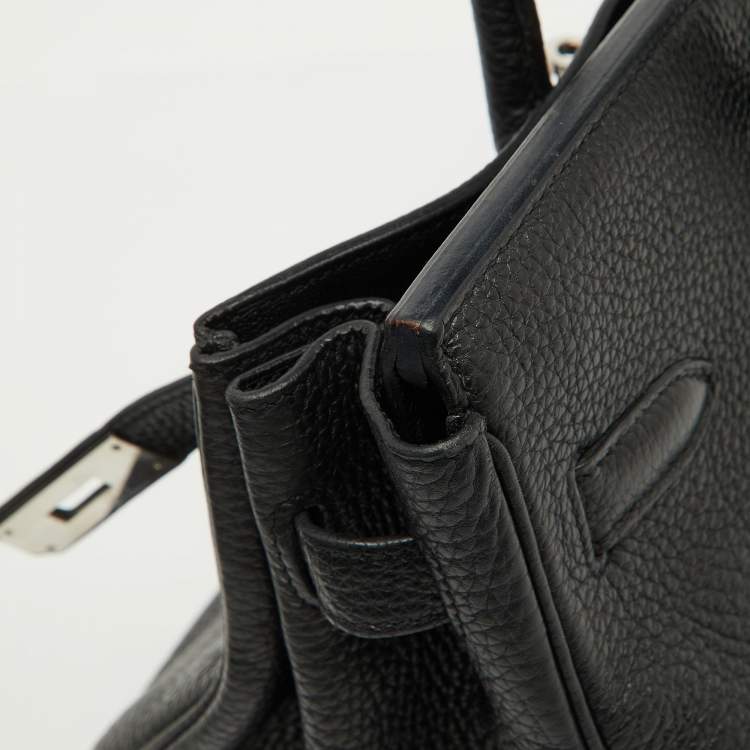 Pre Owned Hermes Noir Togo Leather Palladium Finish Birkin 30 Bag