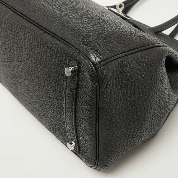 Pre Owned Hermes Noir Togo Leather Palladium Finish Birkin 30 Bag