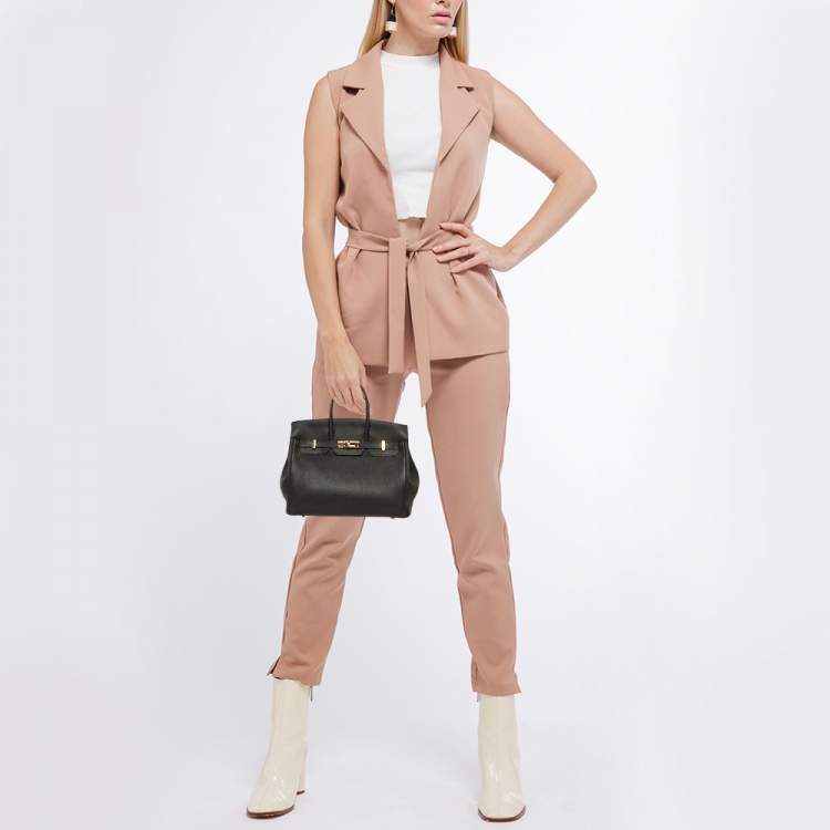 Pre Owned Hermes Noir Togo Leather Gold Finish Birkin 25 Bag