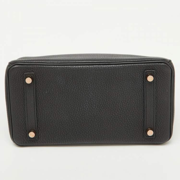 Pre Owned Hermes Noir Togo Leather Gold Finish Birkin 25 Bag