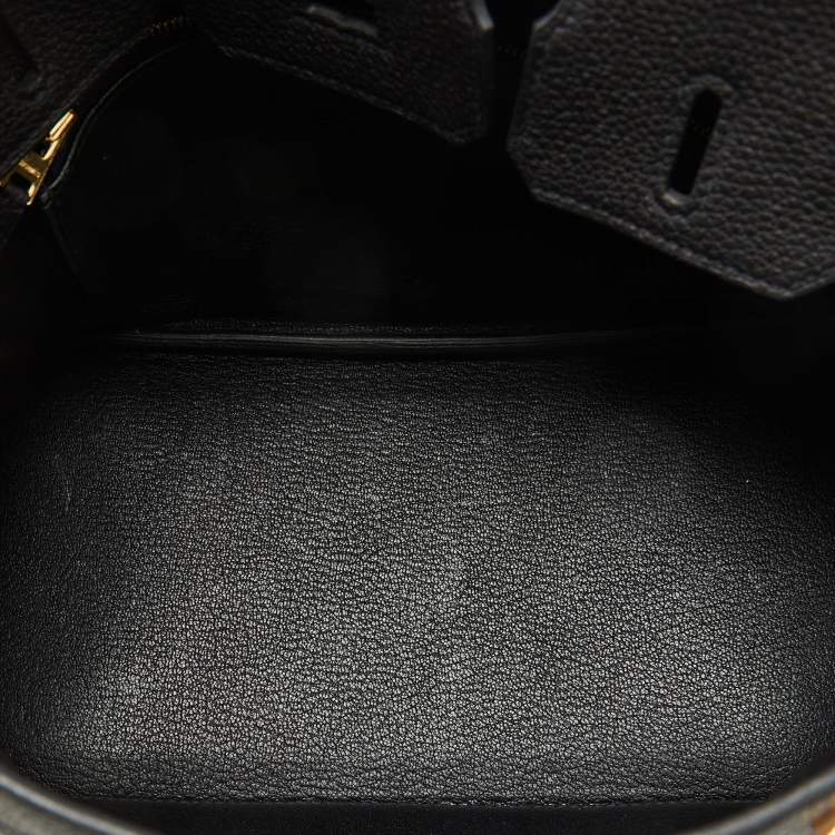 Pre Owned Hermes Noir Togo Leather Gold Finish Birkin 25 Bag