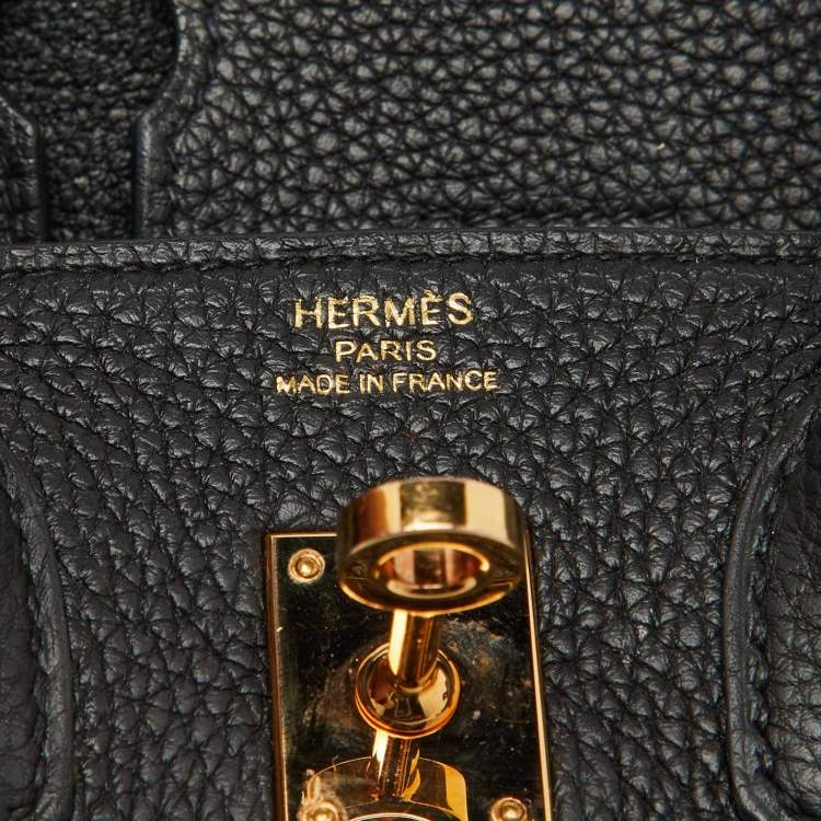 Pre Owned Hermes Noir Togo Leather Gold Finish Birkin 25 Bag