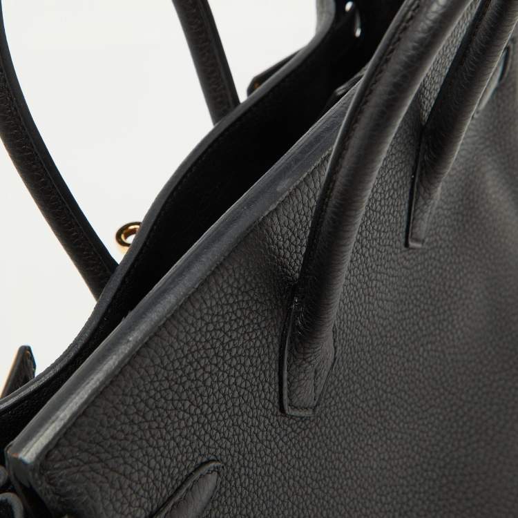 Pre Owned Hermes Noir Togo Leather Gold Finish Birkin 25 Bag