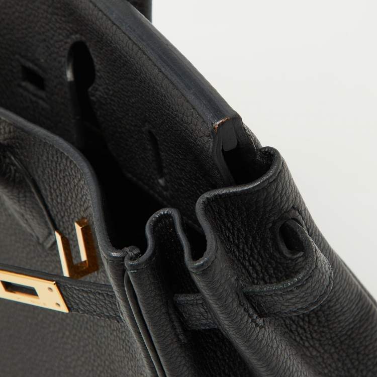 Pre Owned Hermes Noir Togo Leather Gold Finish Birkin 25 Bag