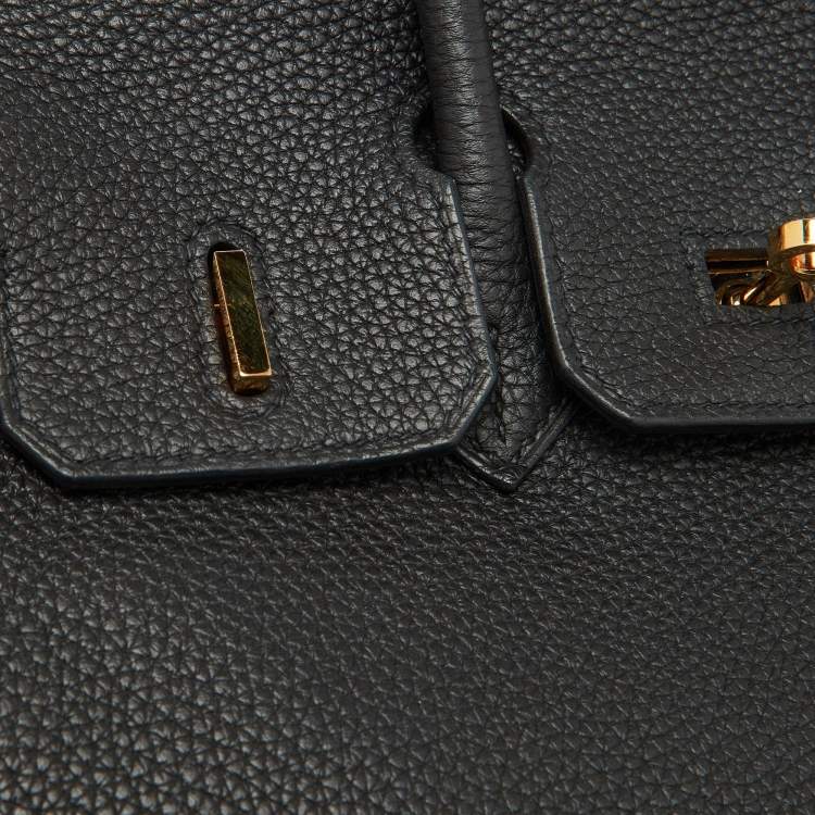 Pre Owned Hermes Noir Togo Leather Gold Finish Birkin 25 Bag